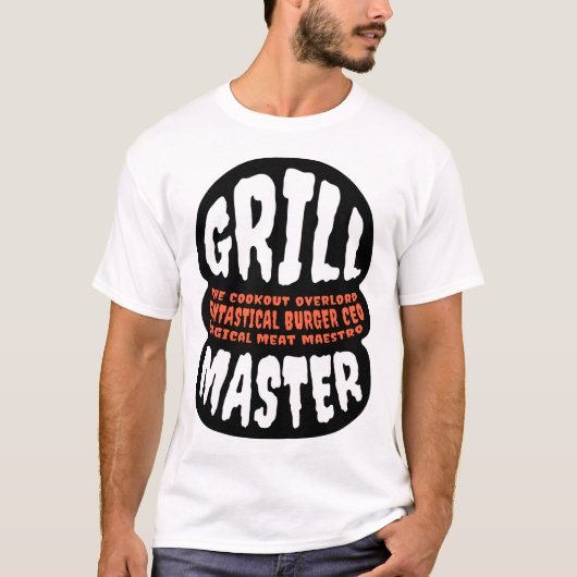 グリルマスターBBQパパ引用文バーガーグリル調理法 Tシャツ (正面)