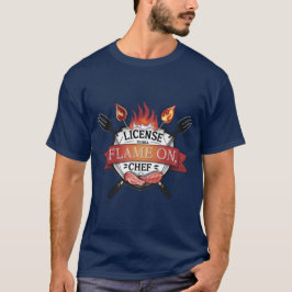 グリルライセンス – Flame On, Chef BBQ Tee Tシャツ