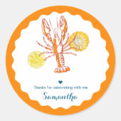 グリルロブスターテールBBQシーフードサマー誕生日 ラウンドシール (正面)