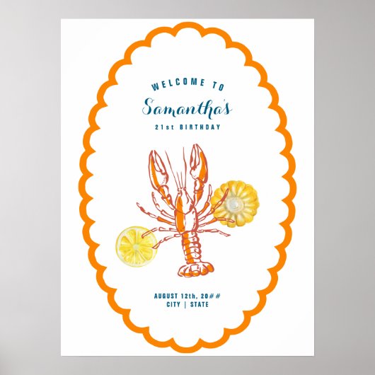 グリルロブスターBBQシーフードサマーパーティー歓迎 ポスター (正面)