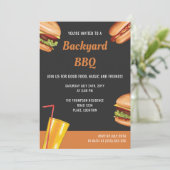 グリル料理 ハンバーガー ホットドッグ 夏の裏庭BBQ 招待状 (スタンド正面)