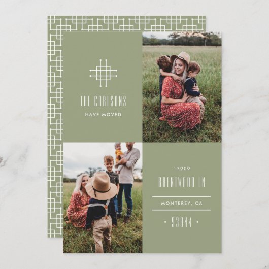 グリル移動発表 – 緑 案内状 (正面/裏面)