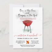 グリル赤ちゃんシャワーのオーブンバーガーのパン 招待状 (正面)