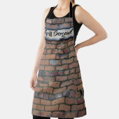 グリル軍曹ブリックの壁の錆びたサインパーソナライズされた エプロン (インサイチュ)