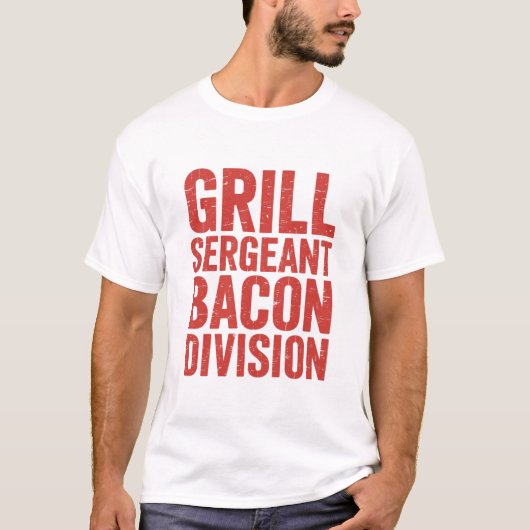 グリル軍曹ベーコン部門おもしろいBBQ肉愛好家 Tシャツ (正面)