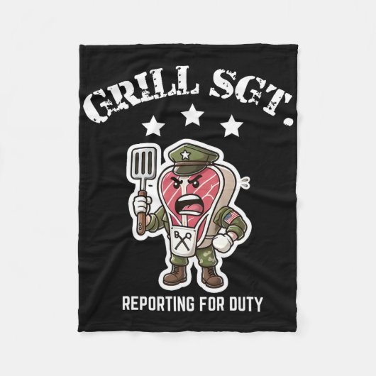 グリル軍曹 おもしろいBBQクックアウト フリースブランケット (正面)