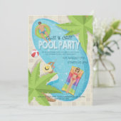 グリル&チルアダルト誕生日プールパーティー招待状 招待状 (スタンド正面)