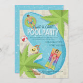 グリル&チルアダルト誕生日プールパーティー招待状 招待状 (正面/裏面)