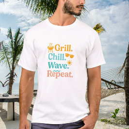 グリル チル ウェーブ リピート サマー ビーチ 引用 Tシャツ