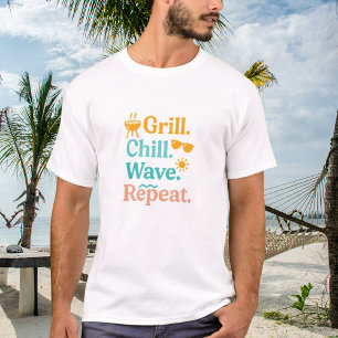 グリル チル ウェーブ リピート サマー ビーチ 引用 Tシャツ