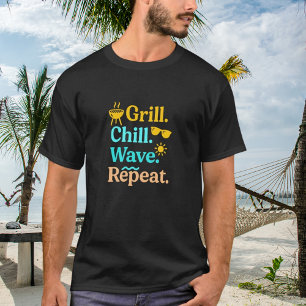 グリル チル ウェーブ リピート 夏 ビーチ 引用 Tシャツ