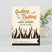 グリル＆チル カジュアルレトロ BBQパーティー 招待状 (スタンド正面)