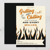 グリル＆チル カジュアルレトロ BBQパーティー 招待状 (正面/裏面)