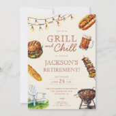 グリル＆チル バーベキュー BBQ 退職パーティー 招待状 (正面)