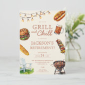 グリル＆チル バーベキュー BBQ 退職パーティー 招待状 (スタンド正面)