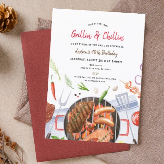グリル&チルBBQ裏庭バースデーパーティー 招待状