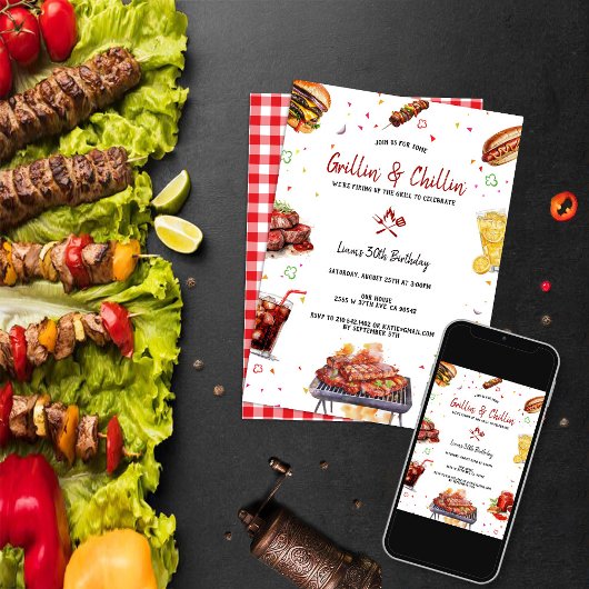 グリル&チルBBQ裏庭バースデーパーティー 招待状
