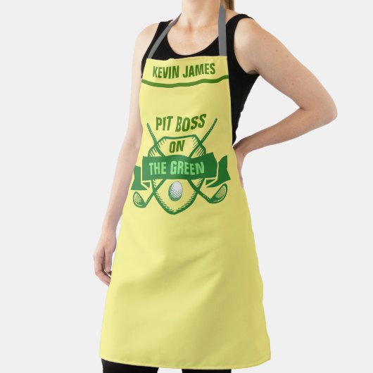 グリルBBQシェフパーソナライズされたネームのゴルフユーモア エプロン (インサイチュ)