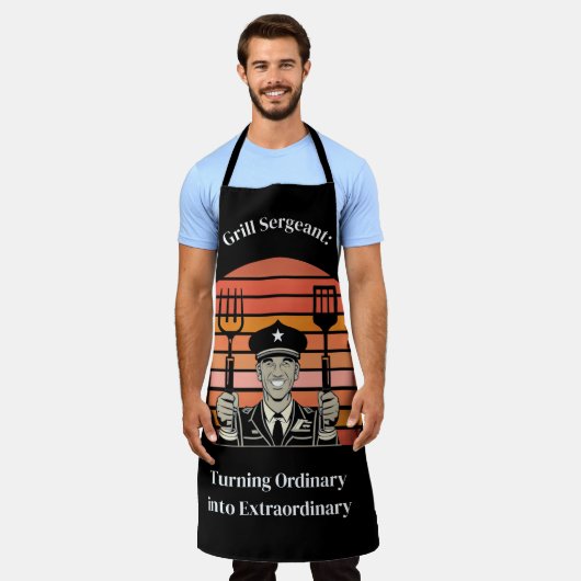 グリルBBQ軍曹 エプロン (着用した状態)