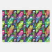 グリンカラフルで猫を描くグラフィックアート3ギフト ラッピングペーパーシート (正面2)