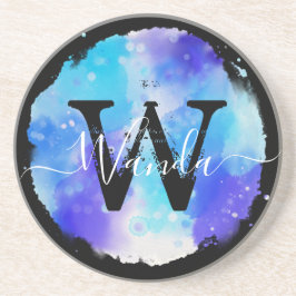 グリンギ青い水彩一文字書き コースター