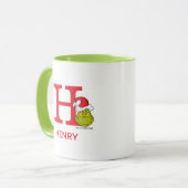 グリンチのクリスマス | 名前とモノグラム H マグカップ (正面左)