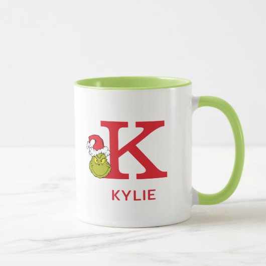 グリンチのクリスマス | 名前とモノグラム K マグカップ (右)