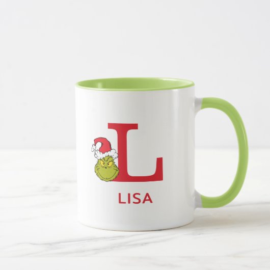 グリンチのクリスマス | 名前とモノグラム L マグカップ (右)