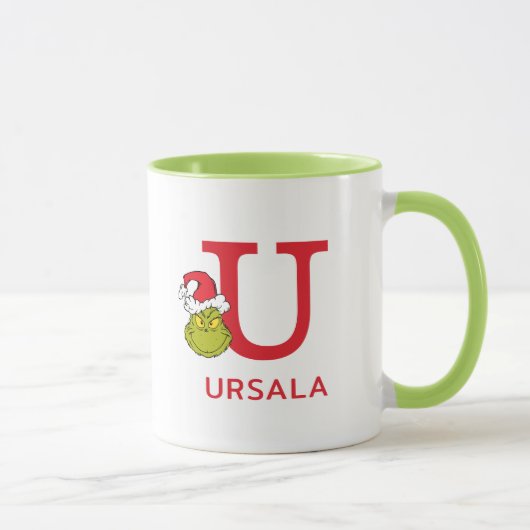 グリンチのクリスマス | 名前とモノグラム U マグカップ (右)