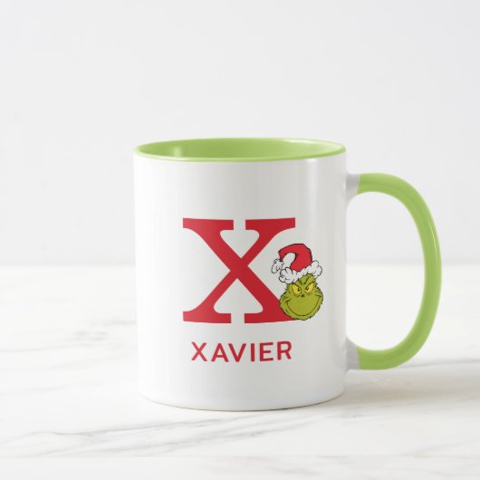 グリンチのクリスマス | 名前とモノグラム X マグカップ (右)