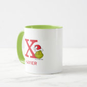 グリンチのクリスマス | 名前とモノグラム X マグカップ (正面左)