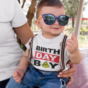 グリンチの雪の結晶の誕生日ボーイ ベビーTシャツ