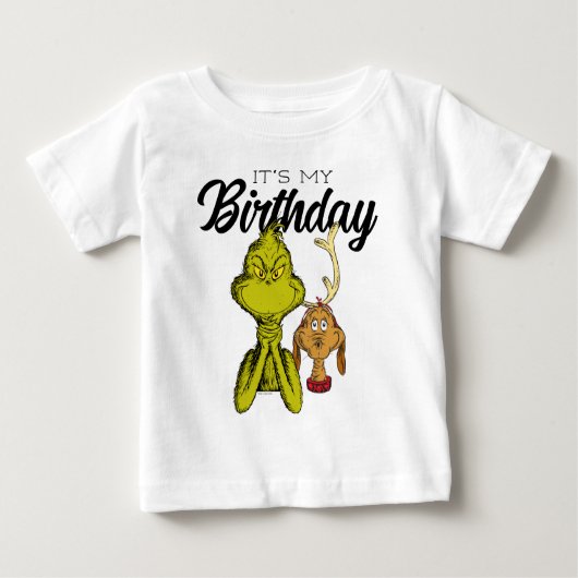 グリンチカルボードイッツマイ誕生日 ベビーTシャツ (正面)