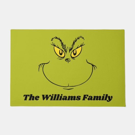 グリンチパーソナライズされたーがクリスマス顔を盗んだ方法 ドアマット (正面)