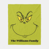 グリンチパーソナライズされたーがクリスマス顔を盗んだ方法 フリースブランケット (正面)