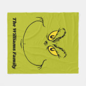 グリンチパーソナライズされたーがクリスマス顔を盗んだ方法 フリースブランケット (正面(横))