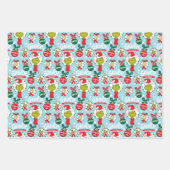 グリンチメリーーグリンシマスブルーパターン ラッピングペーパーシート (正面)