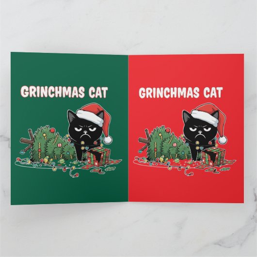 グリンチャスマスの猫 | グズグズの黒猫のクリスマス カード (内部)