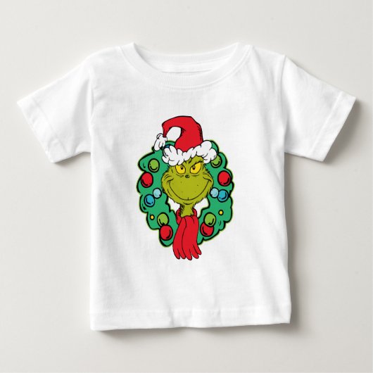 グリンチ | クリスマス リース ベビーTシャツ (正面)