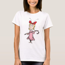 グリンチ|シンディ・ルー・フー 杖付きキャンディを持つ Tシャツ