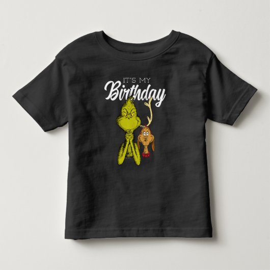 グリンチ 黒板 誕生日です トドラーTシャツ (正面)