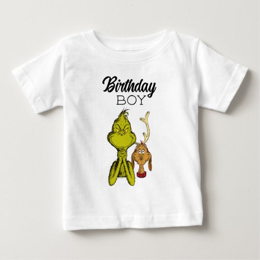 グリンチ 黒板 誕生日少年 ベビーTシャツ (正面)