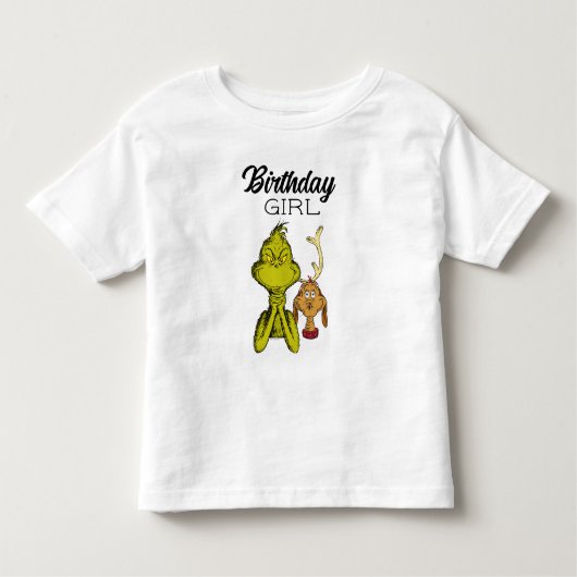 グリンチ 黒板 誕生日 ガール トドラーTシャツ (正面)