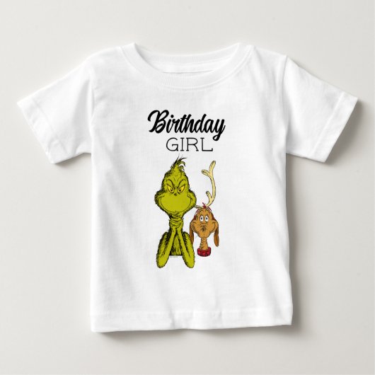 グリンチ 黒板 誕生日 女の子 ベビーTシャツ (正面)