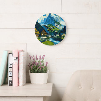 グリンデルワルドスイスアート ラージ壁時計