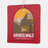 グリンデルワルドスイストラベルアートヴィンテージ セラミックオーナメント (左)