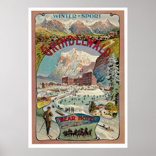 グリンデルワルド冬スポーツのヴィンテージのポスター ポスター