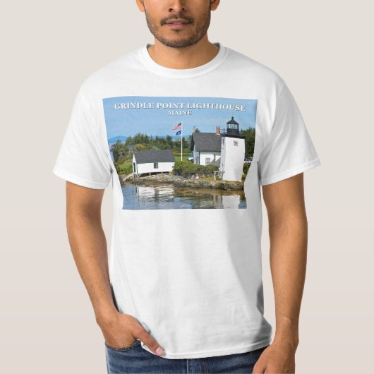 グリンドル・ポイント灯台、メイン州 Tシャツ (正面)