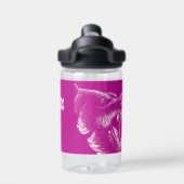 グリンピベアーネオンピンク&ホワイト名前をカスタムする ウォーターボトル (背面)