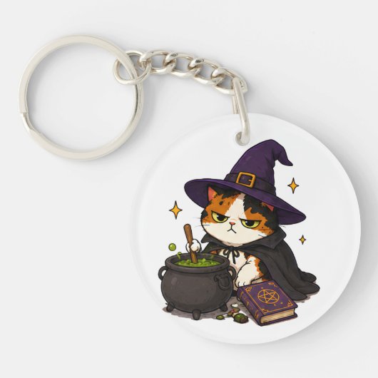 グリンピーな魔女猫のハロウィン キーホルダー (正面)